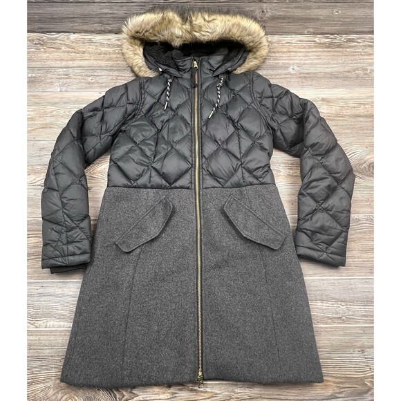 Eddie Bauer Lanely Hybrid Down Parka Jacket Coat Women's S Black/Grey Faux Fur - Picture 1 of 16